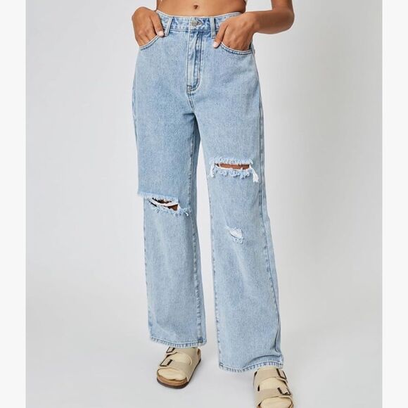 NWT Cider Blue Flare Wide Leg Basic Ripped Jeans Jeans Sz XL - Picture 1 of 9